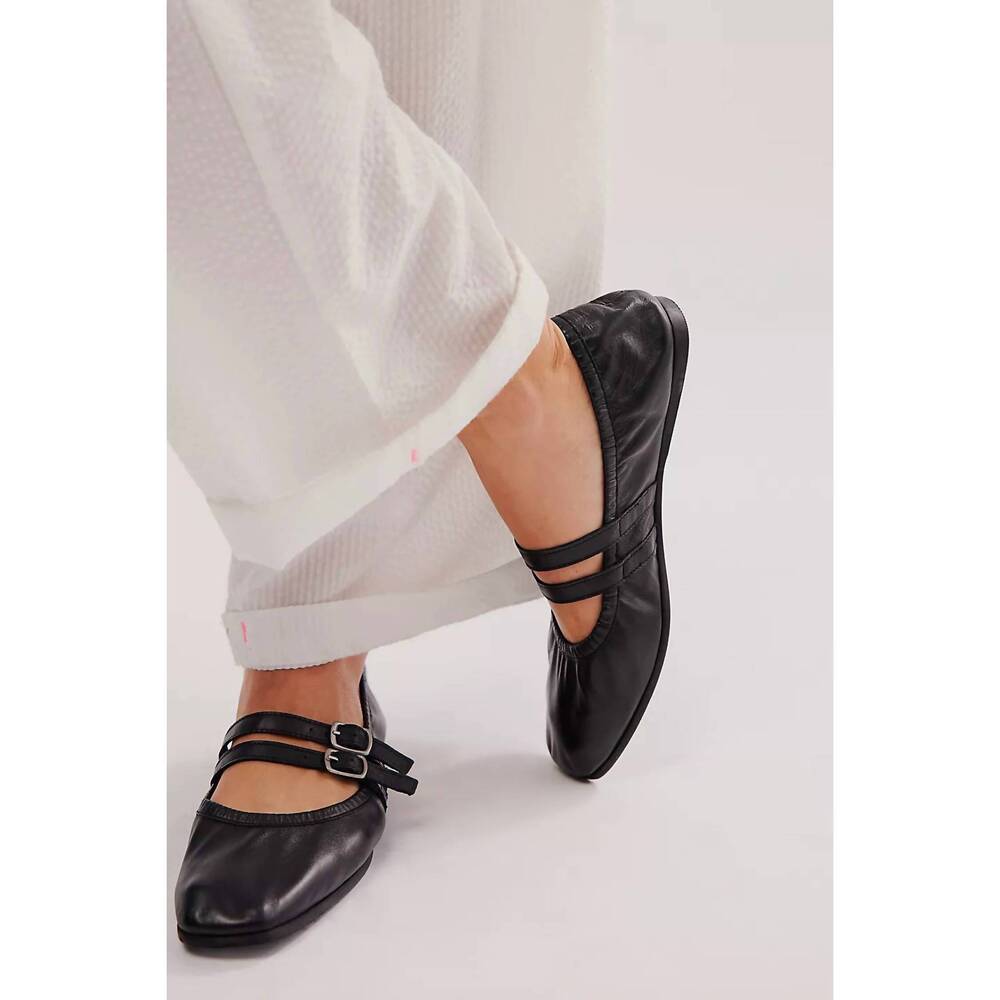 Black Double-Strap Mary Jane Flats - Picture 3 of 10